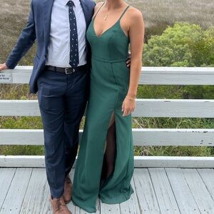 Azazie bridesmaids dress in dark green